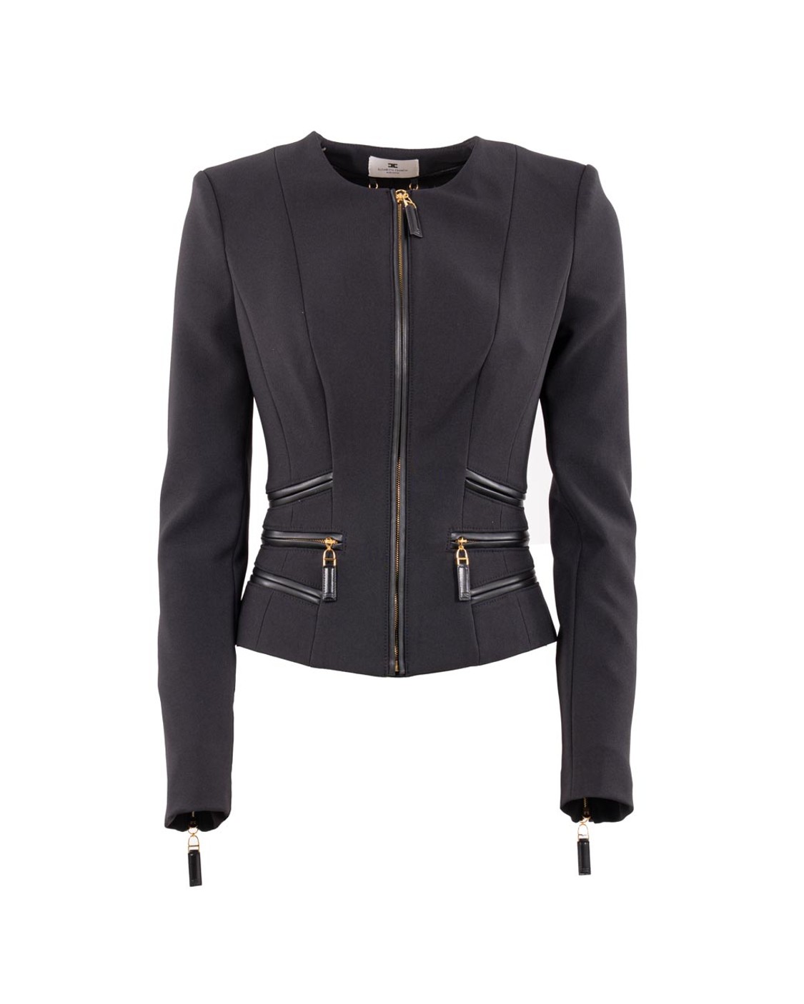shop ELISABETTA FRANCHI  Giacca: Elisabetta Franchi giacca in doppio crêpe con dettagli zip.
Spalline imbottite.
Fodera in raso monogram.
Zip con tirazip.
Dettagli in materiale sintetico effetto pelle.
Chiusura con zip.
Vestibilità slim.
Composizione: 96%Poliestere 04%Elastane.
Made in Italy.. GI17356E2-110 number 2883989
